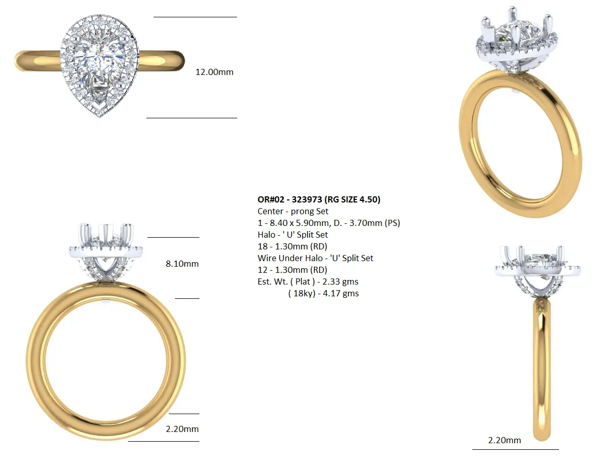 Custom Engagement Rings CAD Drawing